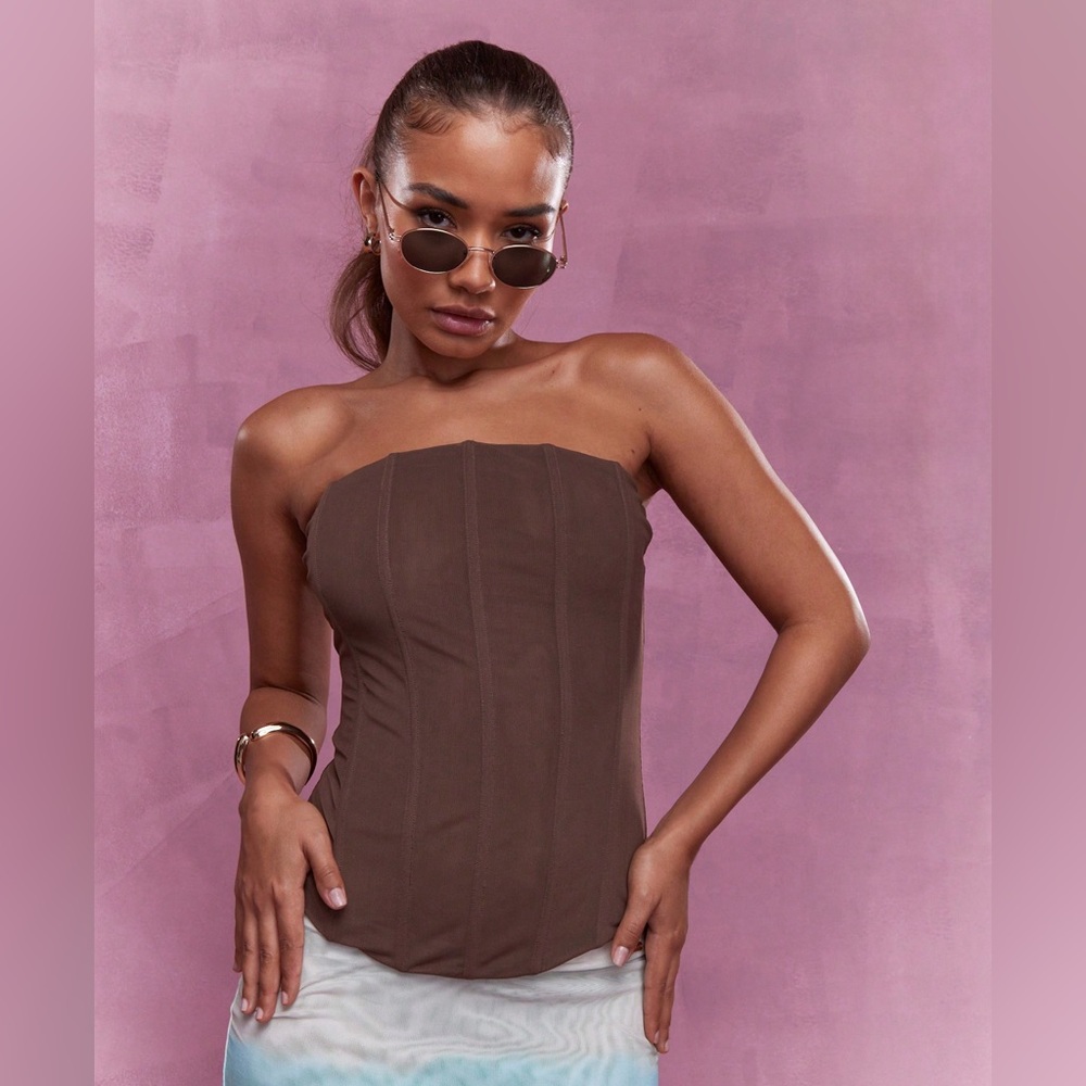 NWT MISSGUIDED Boned Mesh Corset Bandeau Top